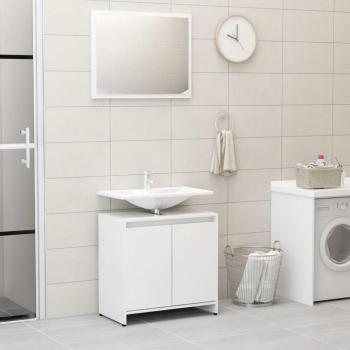 Conjunto de muebles de baño madera contrachapada blanco brillo