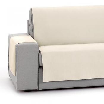 Protector Cubre Sofá Funda de Sofa Adaptable modelo Royale Liso, 4 plazas (210-250 cm), color beige, fabricado en algodón, antimanchas, con goma trasera