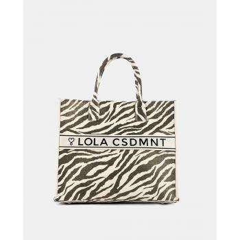 Bolso Lola Casademunt Shopper tejido combinado cebra y leopardo