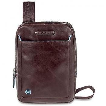 Piquadro Blue Square Cross Body Bag, Leather, Brown, Size: ONE SIZE