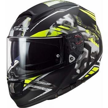 Casco de moto LS2 FF397 VECTOR FT2 STENCIL BLACK H-V YELLOW, Negro/Amarillo, M