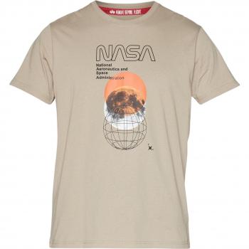 Camiseta Alpha Industries NASA Orbit para Hombre - Talla S, Beige Vintage, 100% Algodón