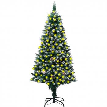 240 cm LED Artificial Christmas Tree with Pine Cones and Snow