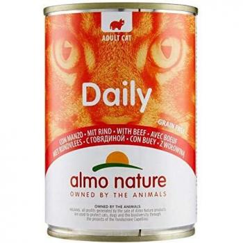 almo nature Daily Menu Cat Food, 400 g, Grain Free with Beef, Pack of 24, transparent