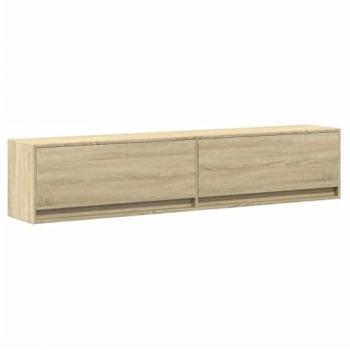 Mueble de TV de pared con LED roble Sonoma 180x31x38 cm Marrón