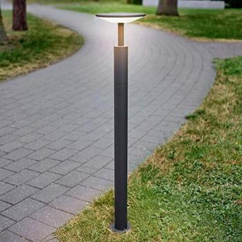 Lámpara de exterior LED Fenia de Lucande, 100 cm de alto, moderna, color negro, hecha de aluminio, para iluminación de senderos y baliza