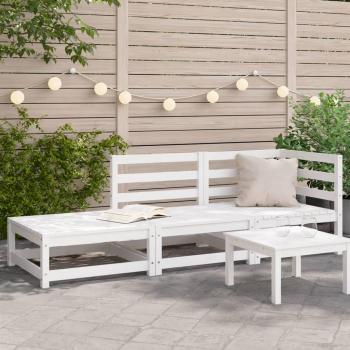 Sofá de jardín con reposapiés 2 plazas madera maciza de Douglas Pino natural, Pino blanco, Marrón pino Conjunto Terraza Muebles Jardín Exterior Juego de Muebles de jardín Mueble Jardín Exterior M