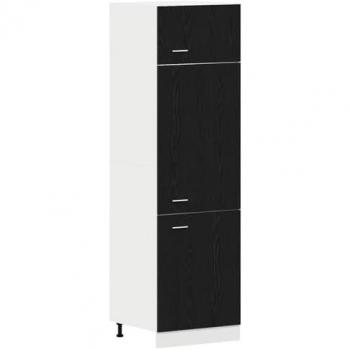 Armario para Nevera con Estante en Roble Negro 60 x 57 x 207 cm, Madera Ingenierizada, Amplio Almacenamiento