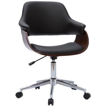 Silla de oficina moderna negra con madera oscura Hansen