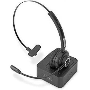 DIGITUS DA-12211 Auriculares Inalámbricos Bluetooth con Diadema para Oficina/Centro de llamadas, Color Negro