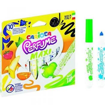 Rotuladores Carioca Maxi Perfumados, Punta Maxi Lavable, Estuche de 10 Colores Surtidos