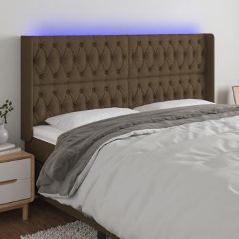 Cabecero LED de Tela Marrón Oscuro 183x16x128 cm