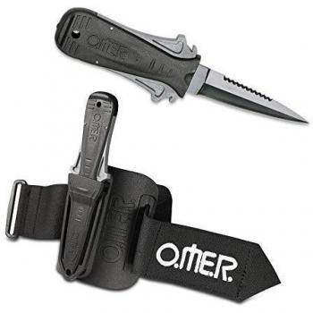 Omer Cuchillo Mini Laser Negro - Cuchillo de buceo, hoja de acero inoxidable, diseño compacto, empuñadura ergonómica, ideal para pesca submarina y actividades acuáticas