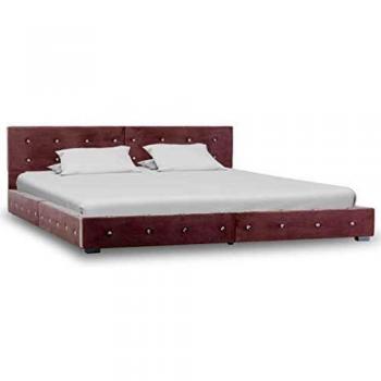 vidaXL Cama Matrimonio Estructura Hierro + Colchón Funda + Somier Láminas Cabecero Tapizada Terciopelo 160x200 cm Contrachapado MDF Patas Acero Rosa