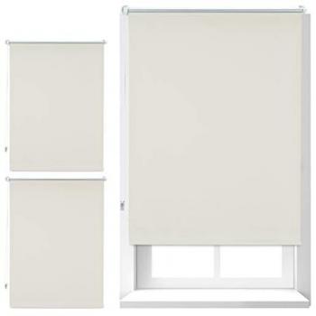 Set de 3 Estores Opacos Térmicos 80x165 cm, Cortinas Enrollables, Aluminio-Plástico, Sin Taladrar, Tela 76 cm Ancho, Beige