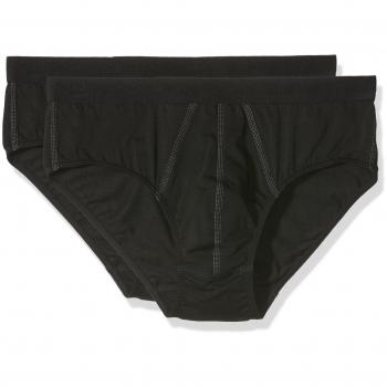 Sloggi Men's 24/7 Basic Natural Cotton Midi Briefs - 2 Pack, Black, Size 40 UK