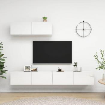 Muebles para TV 3 piezas de aglomerado blanco brillante