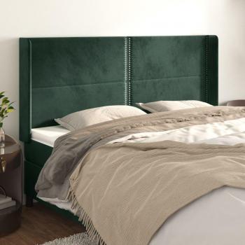 Cabecero con orejas de terciopelo verde oscuro 163x16x118/128cm Vidaxl Verde
