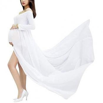 Happy Cherry Maxi Vestidos de Maternidad Fotografía Props Disfraz Apoyo Fotográfico para Mujeres Embarazadas, Color Blanco
