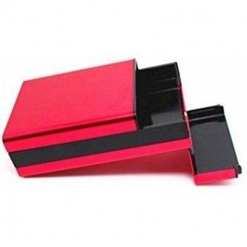 ULTNICE Aluminio plata pitillera caja titular cigarros cubierta protectora rojo