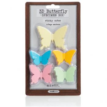 SUCK UK Notas Adhesivas de Mariposa en 3D, Pack múltiple, Papel, Multicolor, 0.10x7.00x5.50 cm