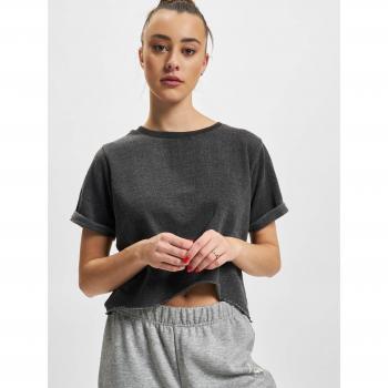 Urban Classics Women's Cropped Burnout Short Sleeve T-Shirt - Dark Grey