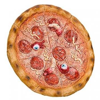 Ghoulish Hogar Decorativo Nasty Pizza - Decoración de Pizza con Ojos y Gusanos, Decoración de Látex para Halloween, Pizza Terrorífica de Látex, Línea Decoratives, Ideal para Halloween