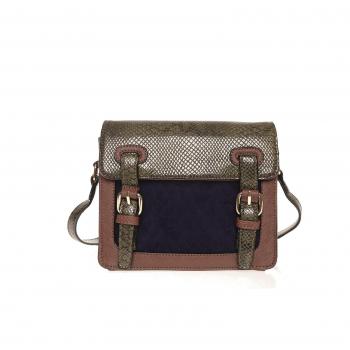 VENCA Bolso solapa en símil piel de serpiente mujer by VencaStyle - 008793,CAQUI/MARINO,UNICA