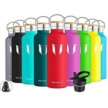 Super Sparrow Botella Agua Acero Inoxidable - Botella Agua Niños 350ml - Botella Termica Boca Estándar - Sin BPA , para Niños & Adultos, Deporte, Oficina, Yoga, Ciclismo