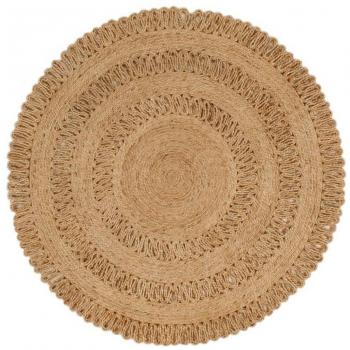 Alfombra redonda de yute trenzada a mano 120 cm marrón