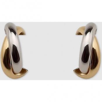 Pendientes de oro bicolor con detalles en plata y circonitas