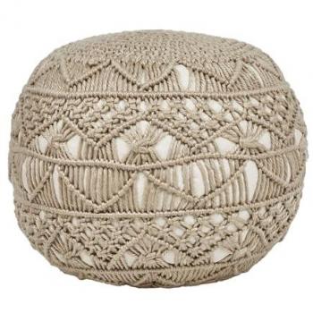 Puf Exterior Beige Aadhi 50 x 50 cm Tejido a Mano Material Sintético Accesorios de Jardín