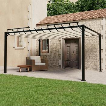 Gazebo con techo Lamelle 3x4 m en crema y tela de aluminio