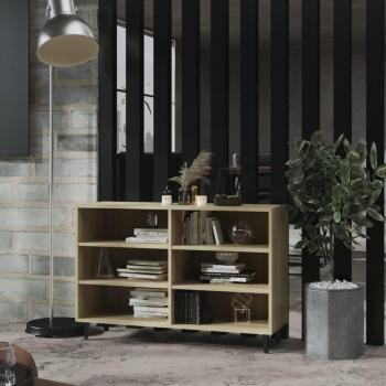 Aparador de madera contrachapada y aglomerado color roble Sonoma 103,5x35x70 cm, mueble de almacenaje de salón con armarios y puertas, cajón de madera, buffet moderno, armario