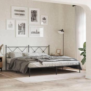 Cabecera de metal negro 180x200 cm con estructura de cama, modelo Vidaxl, color negro