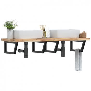 Estante de lavabo de pared acero y madera maciza de acacia vidaXL