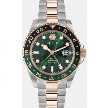 Philipp Plein Gmt-I Challenger Rose Gold Watch PWYBA0623, Men's Watch, Multicolor, Green Dial, Stainless Steel, Size: ONE SIZE