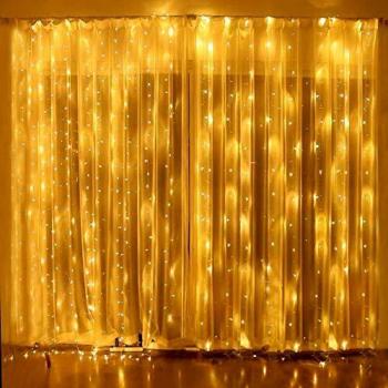 Luces Navidad, Cortina de Luces Led 3x3m 300 Led Luz Cadena Navidad Impermeable con 8 Modos, Para Fiesta, Boda, Navidad, Guirnaldas luminosas de exterior interior