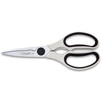 3 Claveles 445 Multiusos Desmontable Filo microdentado Tijeras Profesionales con descapsulador Cascanueces ergonómicas Accesorio de Cocina de 20cm 8, Acero inoxidable