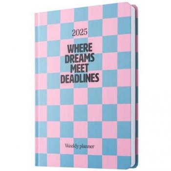 Agenda Anual 2025 Semanal Vertical A5 Color Divertido Planifica el Futuro, Vive el Presente Erik Verde y Rosa