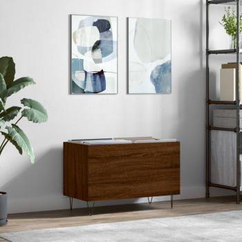 Mueble de discos de madera contrachapada color roble marrón 74,5x38x48 cm