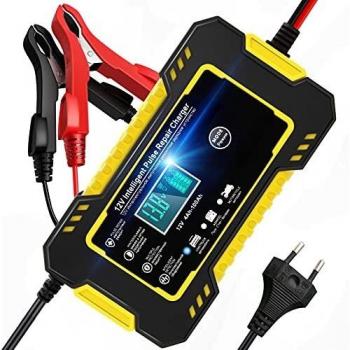 NWOUIIAY Cargador Baterías Inteligente 12V 6A con Pantalla LCD Cargador Batería para Coche y Moto Función de Reparación Apto para 12V Baterías de Plomo-ácido