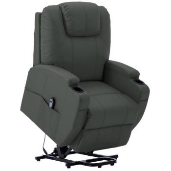 Sillón elevable de cuero sintético gris antracita con sistema de elevación