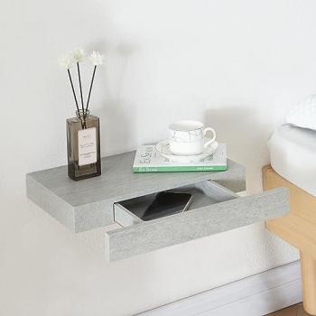 Estantería de Pared Hyvinkää con Cajón hasta 5 kg - Efecto Hormigón MDF 40 x 25 x 5 cm