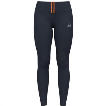 Malla larga Odlo Zeroweight para mujeres - Gris oscuro y negro tinta con detalles en naranja, talla S