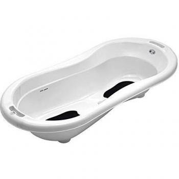 Rotho Babydesign TOP Xtra Gran Bañera, con 2 alfombrillas antideslizantes y tapón, Ideal para 2 bebés, 0-36 Meses, TOP Xtra, White, 205000001