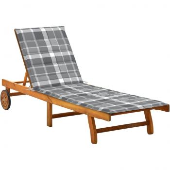 Acacia Wood Garden Sun Lounger with Cushion