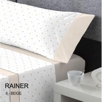 Juego de sábanas 100% algodón Catotex Kabely Rainer, incluye bajera, encimera y una o dos fundas de almohada, calidad suprema, color beige, cama 150 cm, máxima solidez y