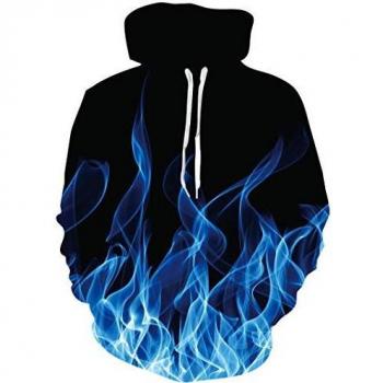 Freshhoodies Unisexo Sudaderas con Capucha 3D Fuego Impresa Manga Larga Colorida Hoodie Suéter Deporte Capucha M