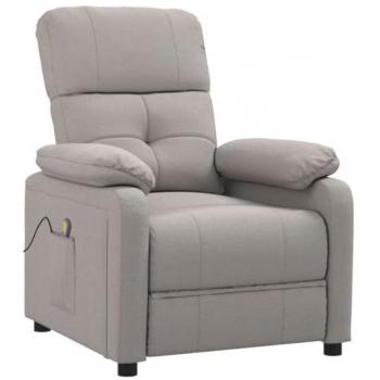 Sillón de masaje reclinable de tela gris taupé Día y Noche / vidaXL